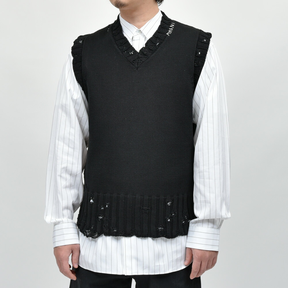 MARNI（マルニ）コットンダメージVネックニットベスト CVMG0091A0