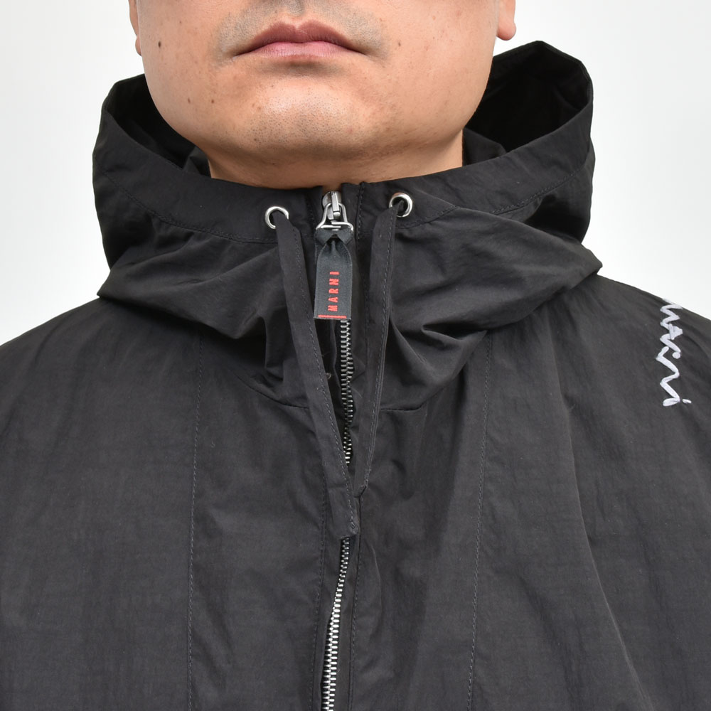 希少 マルニ 上質 コットン混フード付コート ジップ ポリエステル