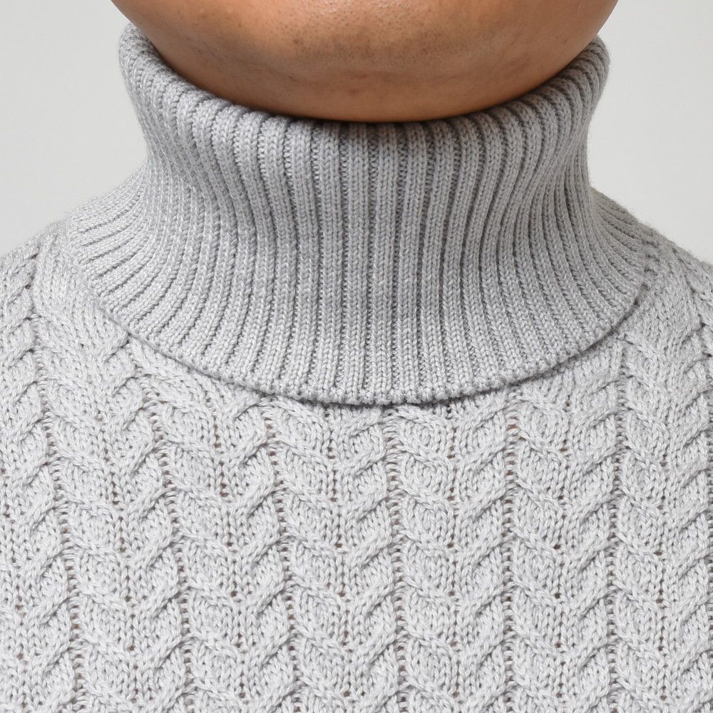 ZANONE（ザノーネ）7ゲージウールヘリンボーンケーブルタートルネック