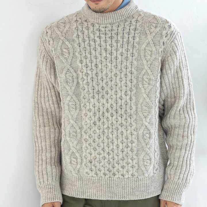 楽天市場】HIGHLAND2000 アラン模様革パッチ付セーター 英国製 メンズ