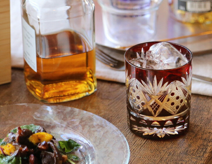 楽天市場】田島硝子 江戸切子 八角籠目菊底 オールド 赤 切子グラス