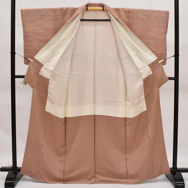 20%OFF☆P10倍／色無地 正絹 リサイクル着物 仕立て上がり 縮緬 紋付