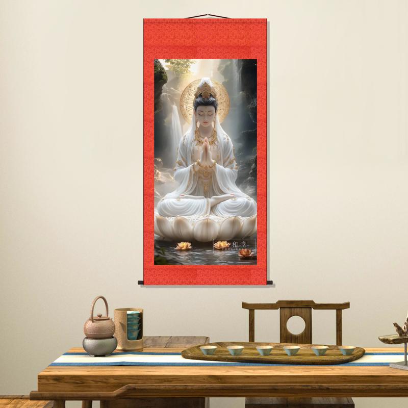 楽天市場】観音菩薩 掛け軸 絵画 レトロ 古風 和風 インテリア 蓮華