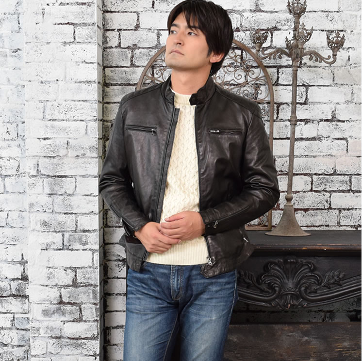 30%OFF 会員価格適用外】イタリア製 ラムレザー メンズ ライダース