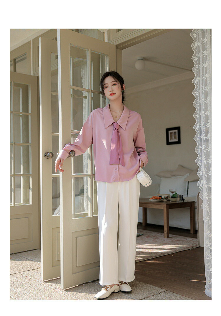 楽天市場】ブラウス レディース シャツ リボン 前ボタン vネック