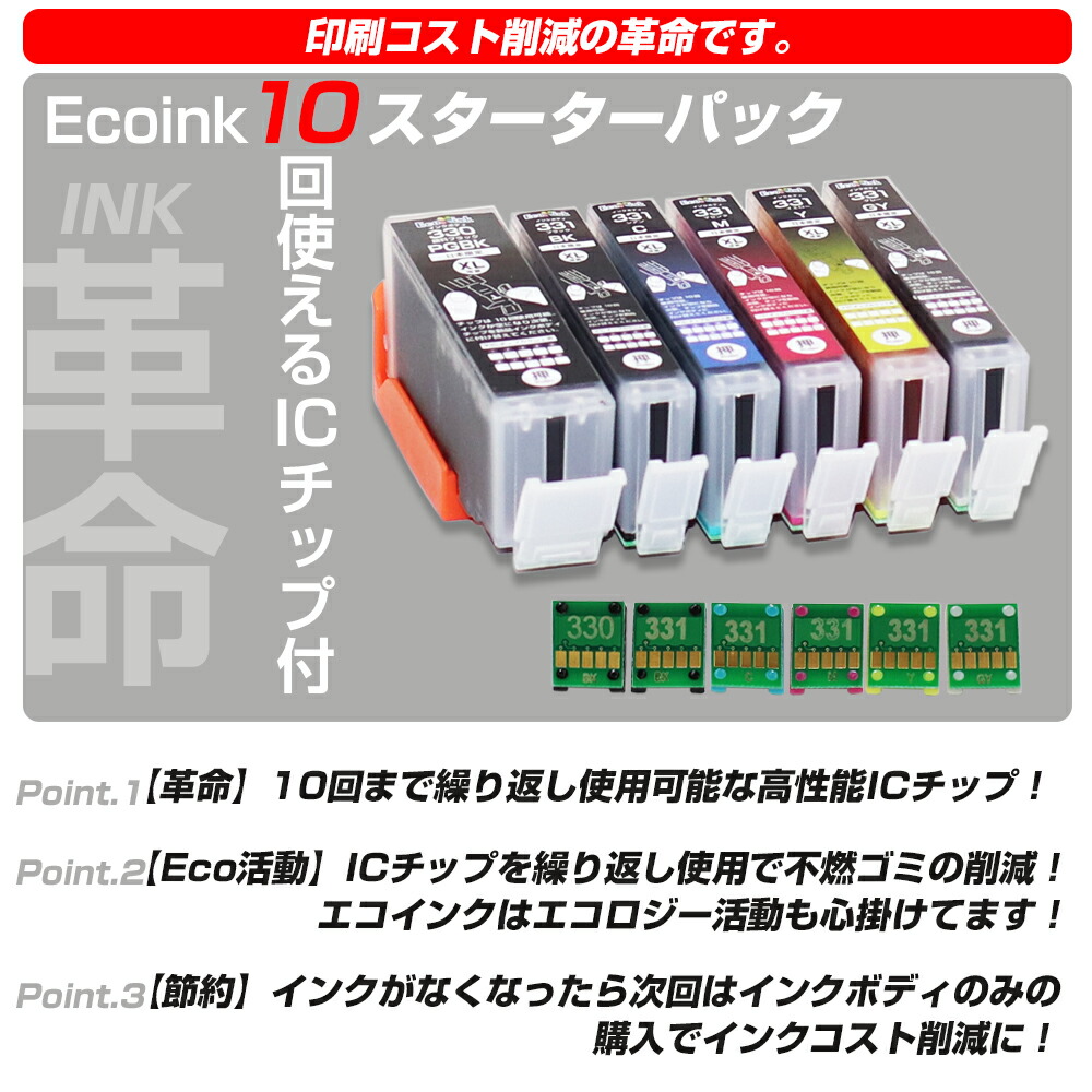 BCI-331+330 / 6MP 大容量 6色セット Ecoink10 スターターセット IC