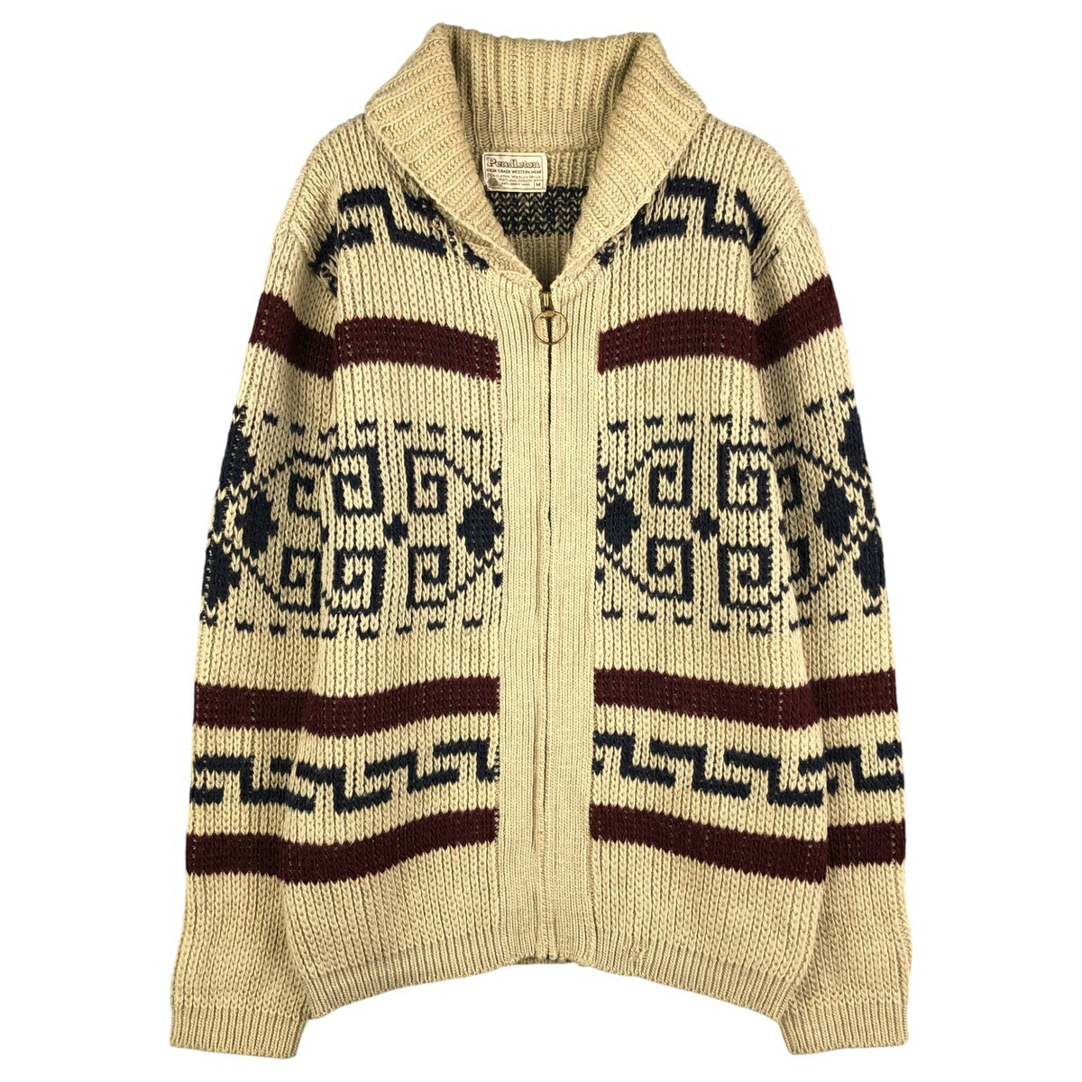 古着 70年代 ペンドルトン PENDLETON 総柄 カウチンセーター メンズM