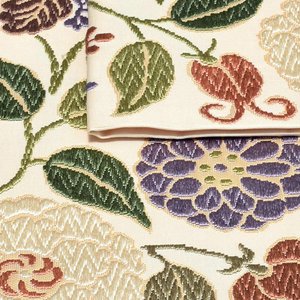 Prices down2】唐織袋帯 「生成り色地 菊唐草」 錦工芸謹製 六通柄