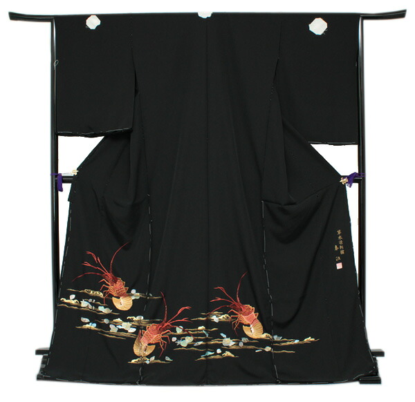 楽天市場】【正絹黒留袖 未仕立て 仮絵羽 鶴と宝尽し柄】礼装 黒留め袖