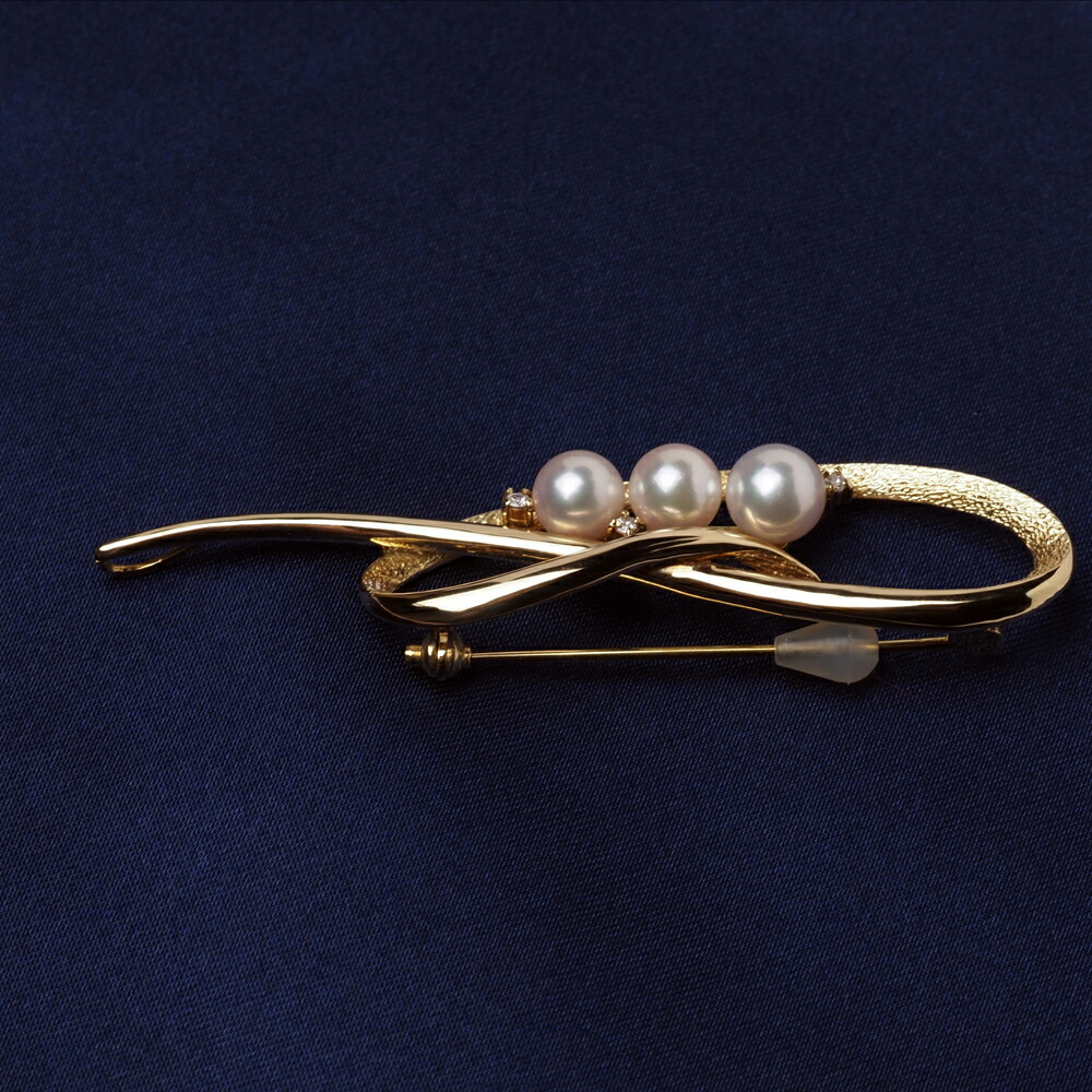 楽天市場】K18 アコヤ本真珠 ブローチ あこやパール 18金イエロー