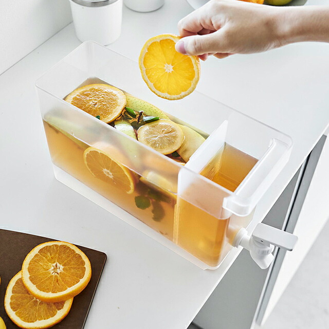 お取り寄せ】山崎実業 tower 冷蔵庫ドリンクサーバー 2.8L ホワイト