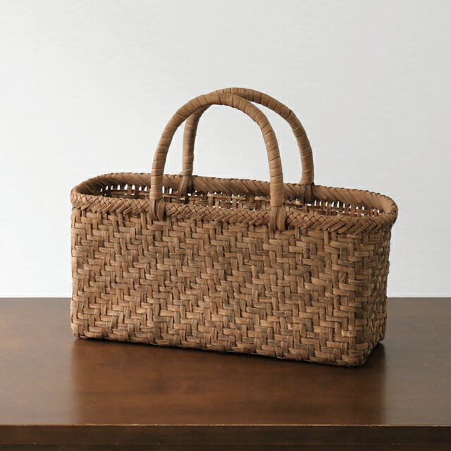 楽天市場】悠帆作やまぶどう籠(国産/網代編み/細ひご/横長/小サイズ