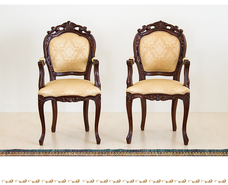 楽天市場】マホガニー ダイニングチェアー2脚セット 肘掛け付き 猫脚