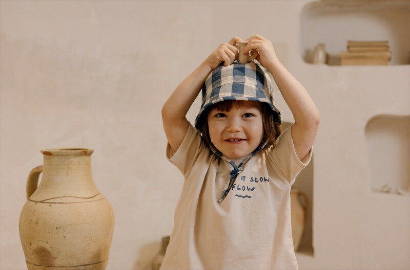 楽天市場】オーガニックズー Pottery Blue Gingham Bucket Sun Hat 2-3
