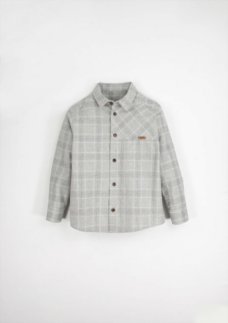 楽天市場】【Popelin】 MOD.20.4 Grey plaid shirt with collar 【4歳