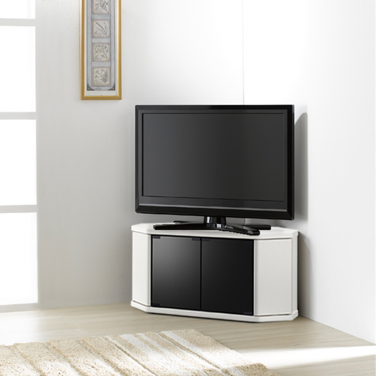 楽天市場】テレビ台 コーナー型 ローボード 木目調 スモークガラス 幅