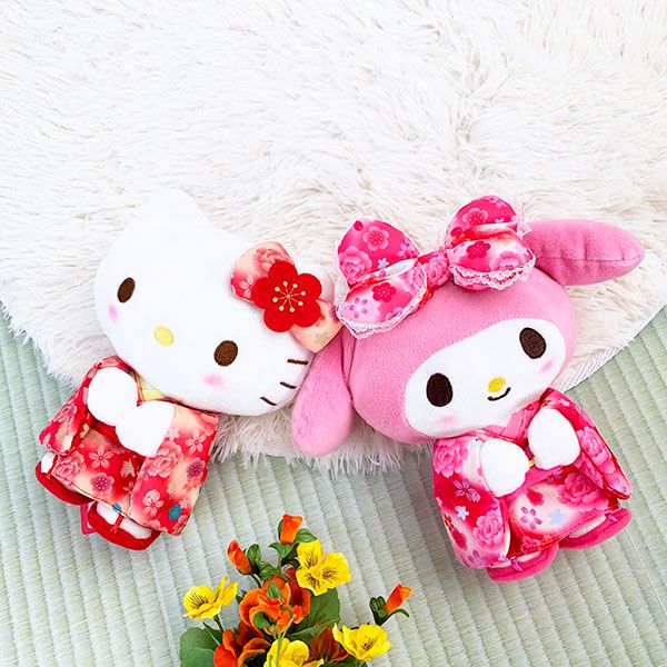 サンリオ ハローキティ ぬいぐるみ グラデ着物 立ち S 和風 インテリア