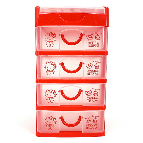 サンリオ ハローキティ 4段チェスト 小物入れ 収納 インテリア レッド