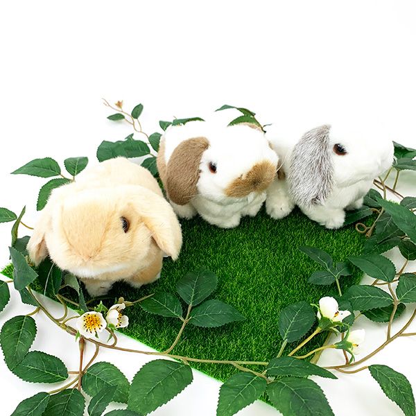 ロップイヤーうさぎ フロスティー りくのなかま ぬいぐるみ 白 グレー