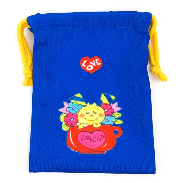 水森亜土 巾着 昭和レトロシリーズ マド ブルー 亜土ちゃん