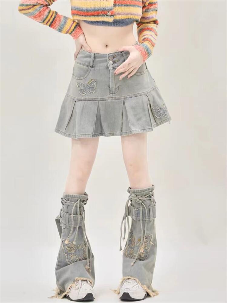 楽天市場】レッグウォーマー デニム Y2K グレー レッグウォーマー