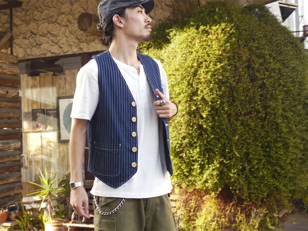Pherrow's フェローズ PV1-W ウォバッシュ ベスト ストライプ - 京都の