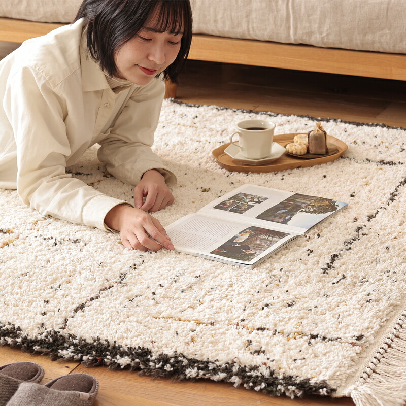 楽天市場】ラグ ラグマット BIANCA LINE-DOT 100×140 ベニワレン風