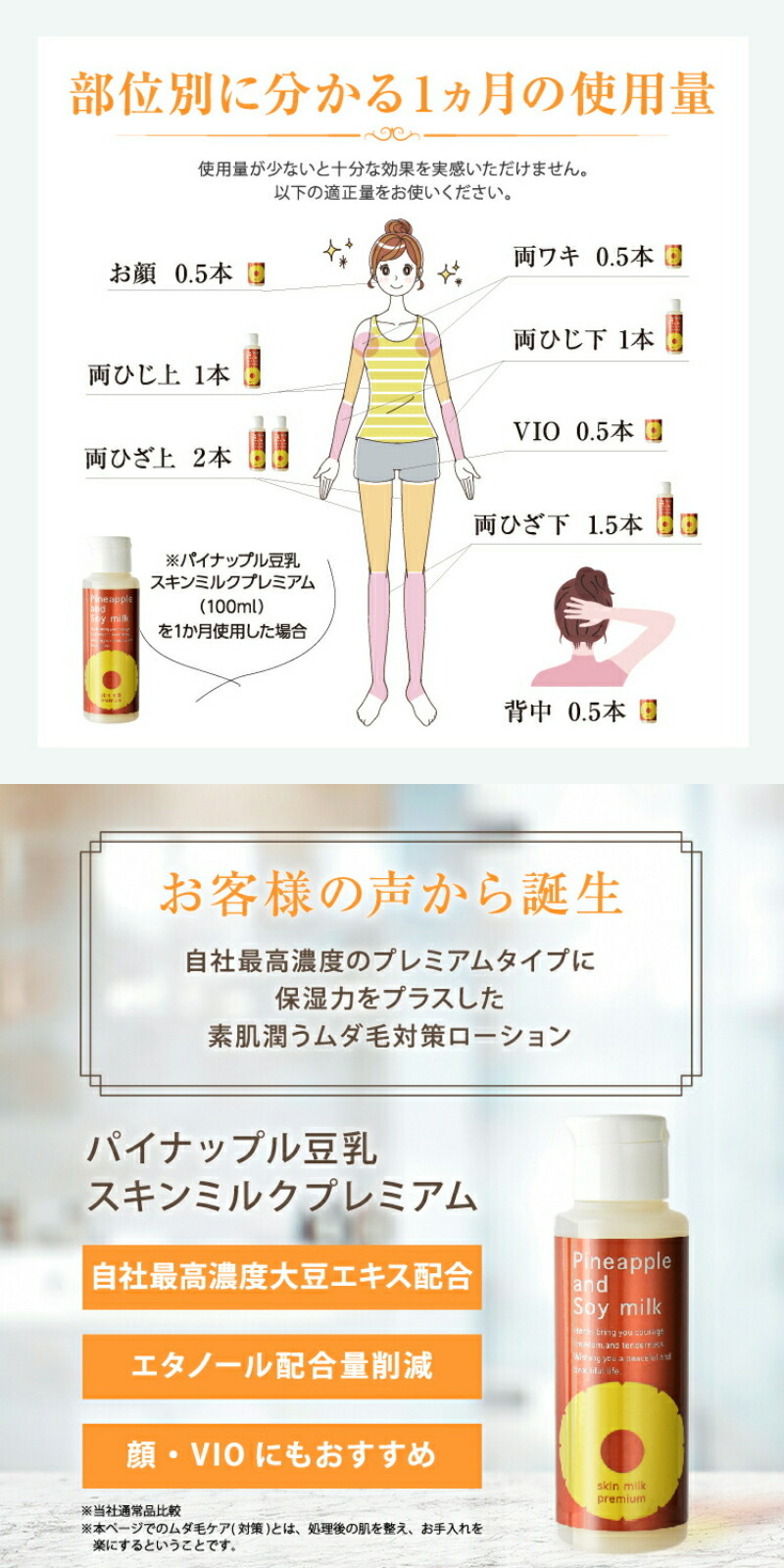 楽天市場】パイナップル豆乳スキンミルクプレミアム ムダ毛 対策 VIO