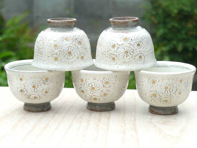 俵手金彩煎茶碗揃え - 京焼清水焼 松韻堂