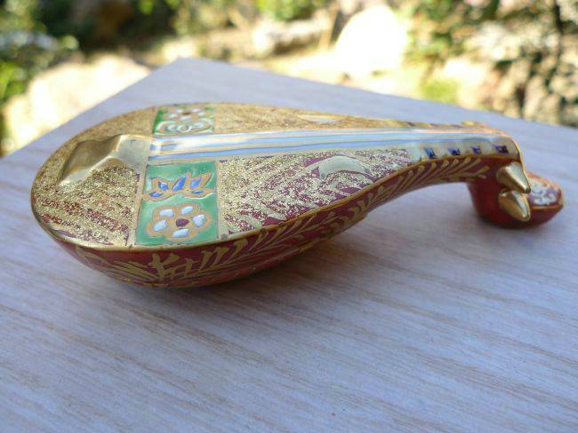 色絵琵琶香合 昭阿弥 - 京焼清水焼 松韻堂