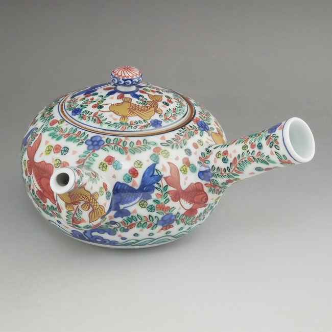 万暦赤絵魚藻紋急須 春晃 - 京焼清水焼 松韻堂