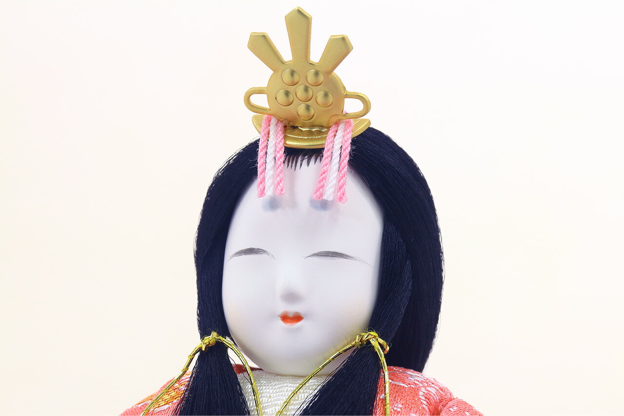 雛人形 木目込五人ケース飾り【P80405】 桜柄衣装の可愛い木目込5人