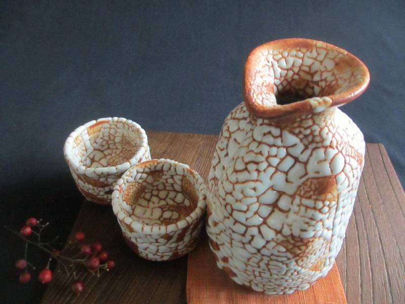 楽天市場】酒器□ 康元窯 佐藤公一郎作 梅花皮 赤志野 酒器揃 (貼箱