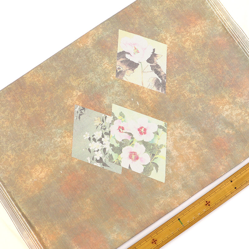 中古】 名古屋帯 正絹 九寸帯 お太鼓柄 金ベージュ 箔地 菱 花柄 上品