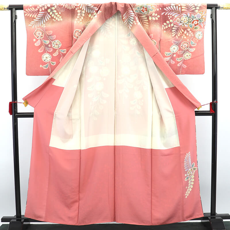 中古】 訪問着 長襦袢付き 2点セット 袷 レディース 正絹 ピンク