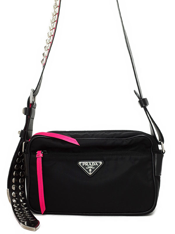 PRADA】プラダ『スタッズベルト ナイロン ショルダーバッグ』1BC167