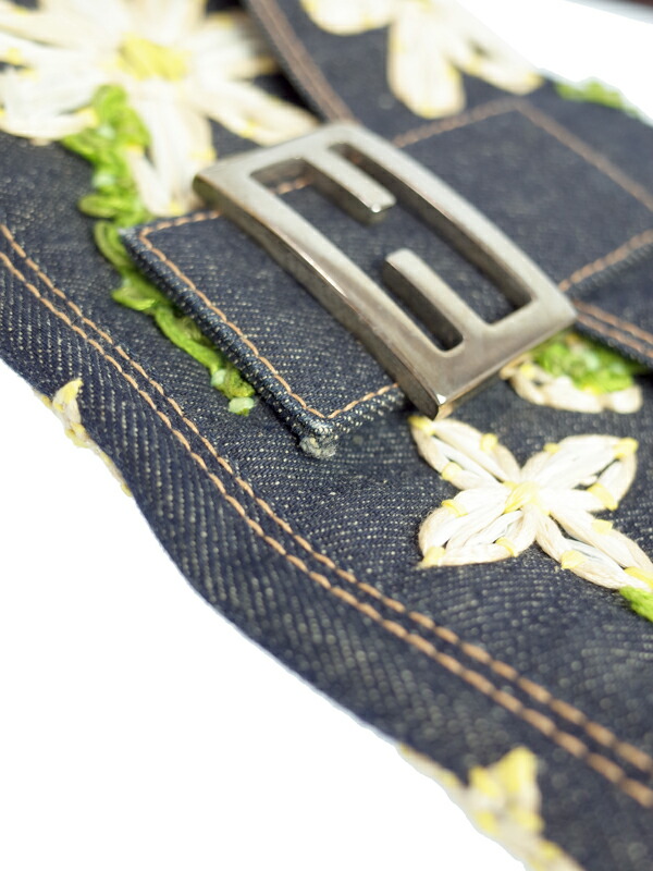 FENDI】【花柄】【刺繍】フェンディ『フラワーデニム バケットバッグ