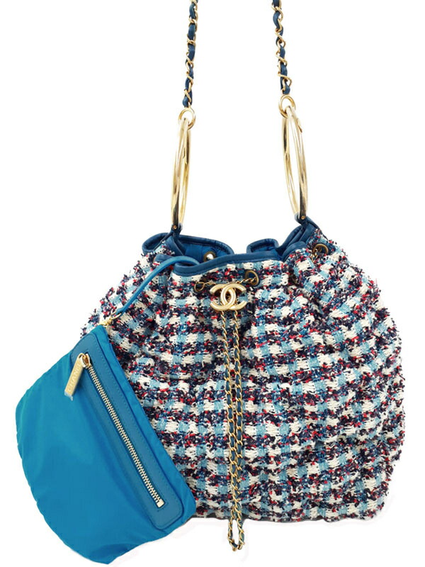 CHANEL】シャネル『ツイード 巾着型 2WAYハンドバッグ』レディース