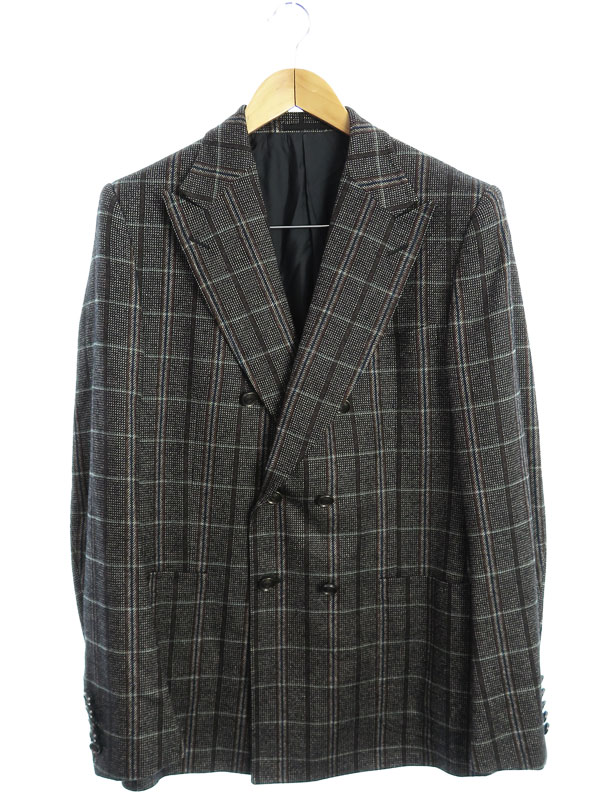 GUCCI】【イタリア製】【上下セット】グッチ『チェック柄ダブルスーツ