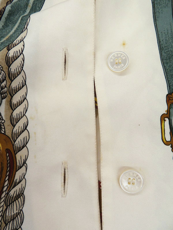 HERMES】エルメス『シルク 長袖シャツ MUSEE 博物館 size40