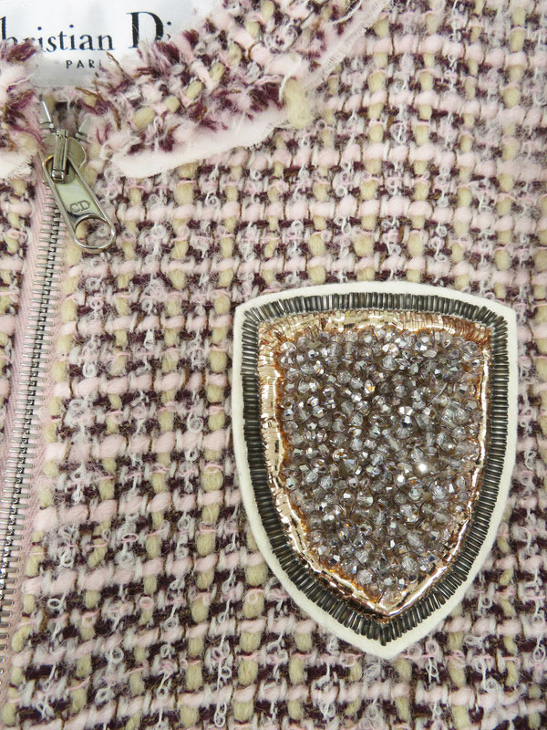 Christian Dior】クリスチャンディオール『ビーズ付 ジップアップ