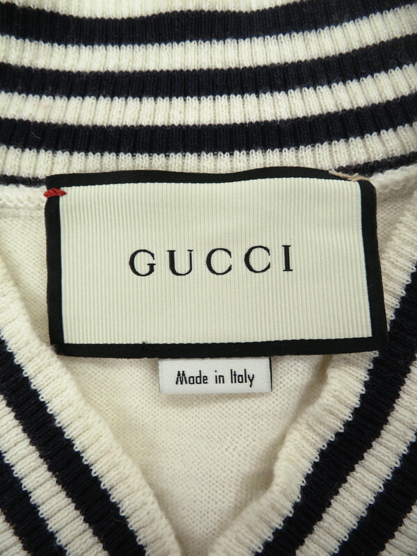 GUCCI】【ビー（ハチ）Vネックウールニット】【イタリア製】【トップス