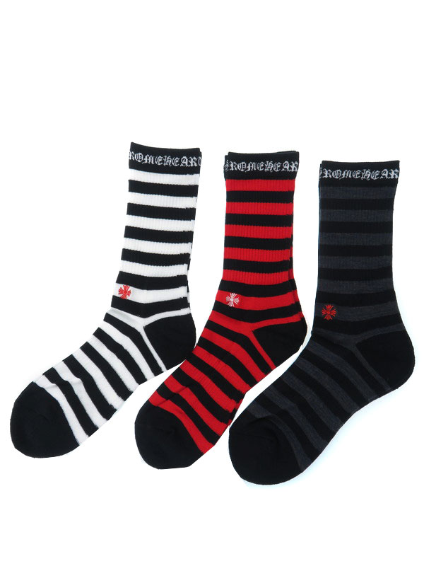 CHROME HEARTS】【ボーダー柄】【日本製】クロムハーツ『ソックス 3足