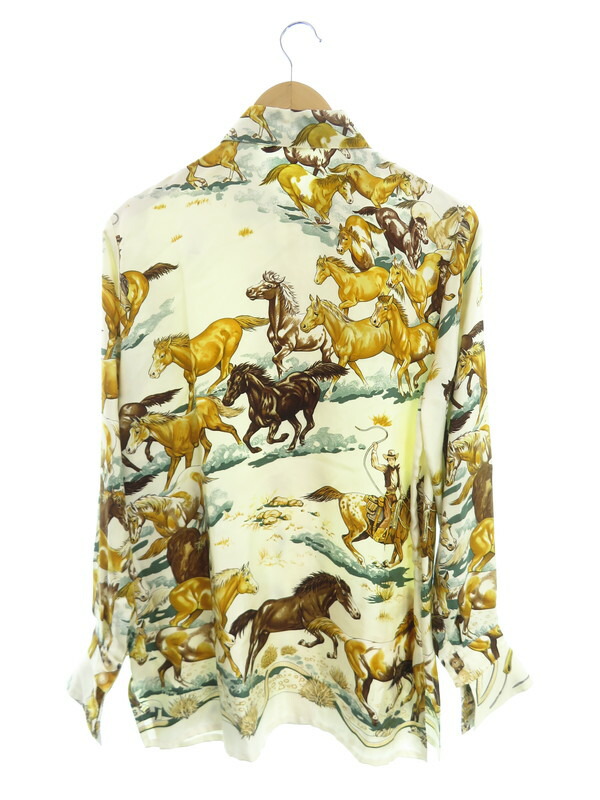 HERMES】エルメス『シルク長袖シャツ size38』レディース ブラウス 1