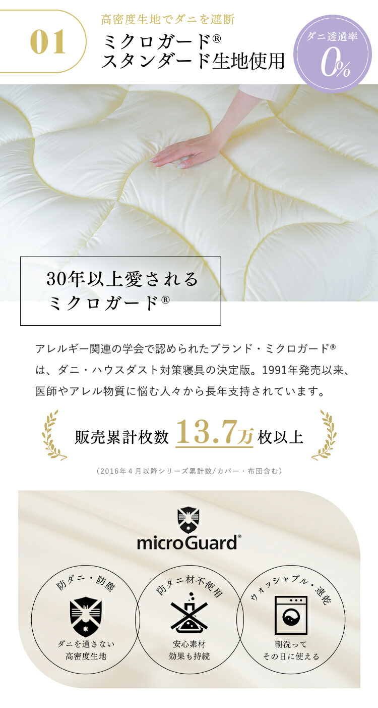楽天市場】【 テイジン 公式】 ミクロガード 洗える 防ダニ 掛け布団