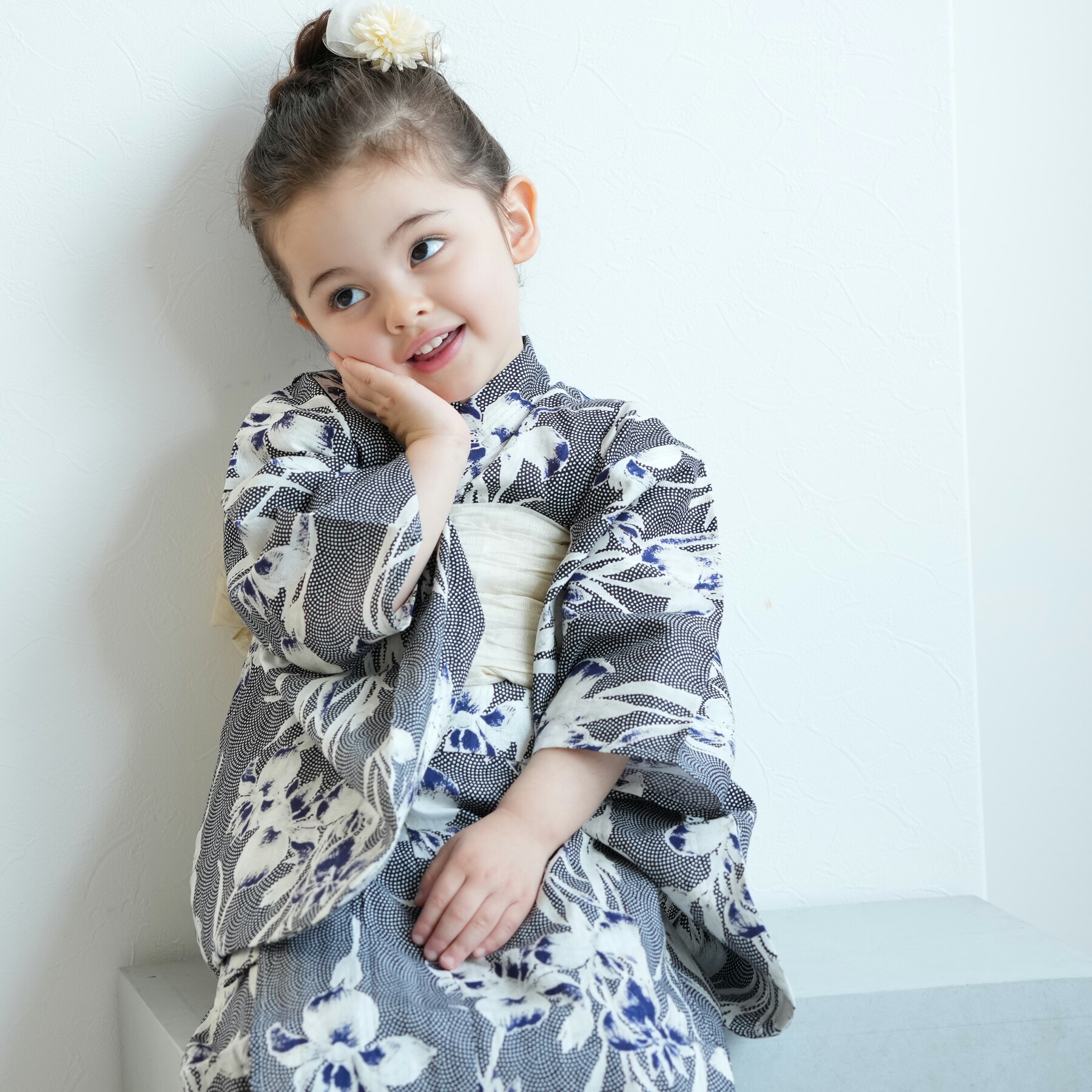 anee 　Acka utatane 浴衣4点セット　 鮫小紋と菖蒲 utatane×Acka.］鮫小紋と菖蒲 ivory 浴衣4set – Acka online store