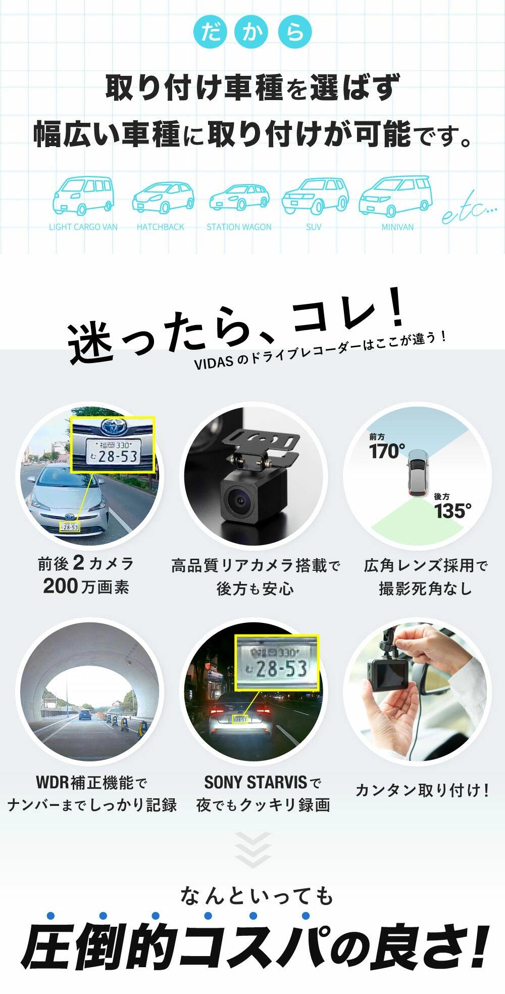 楽天市場】ドライブレコーダー 前後カメラ ソニーセンサー 200万画素