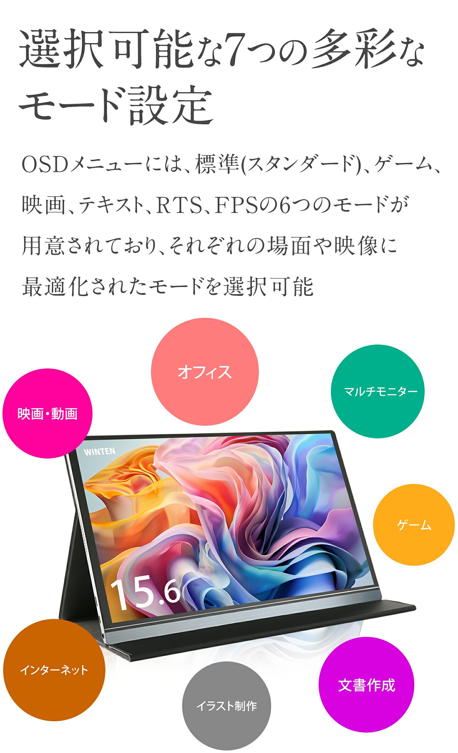 ウィンテン WINTEN【公式】｜製品紹介｜モバイルモニター｜WT-156H2-BS