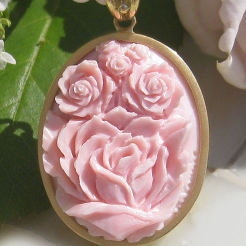 優しいピンク色のカメオ（コンクシェル）千年ジュエリー楽天店