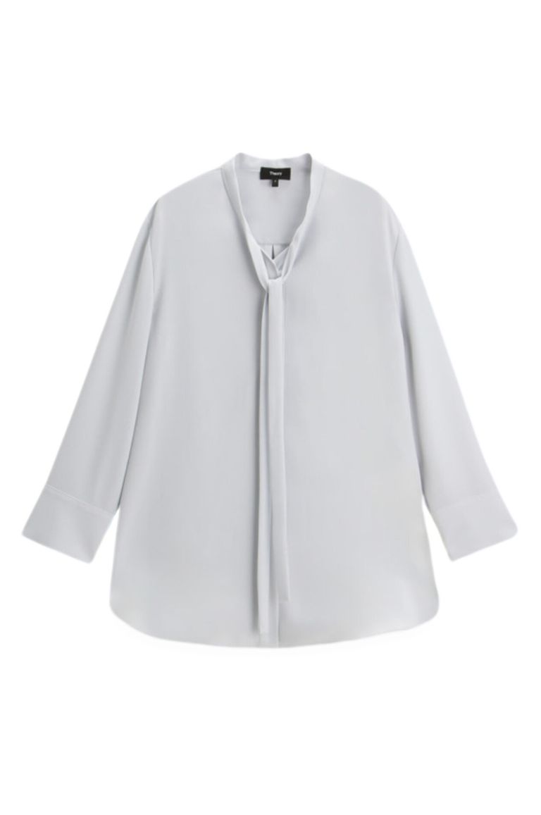 Theory - Prime GGT Tie Blouse (アイス) ポリエステル / ストレッチ性